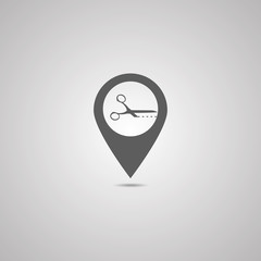 Scissors with cut lines isolated on white background