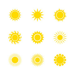 Sun icon set, vector illustration