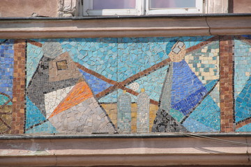 Mosaic with bright colored tiles