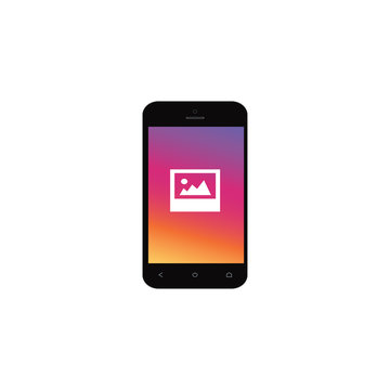 Black smartphone with insagram on screen. Modern design. Vector illustration. EPS10.