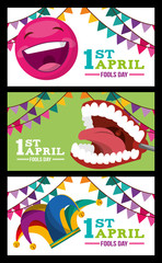 collection banners celebration - april fools day vector illustration