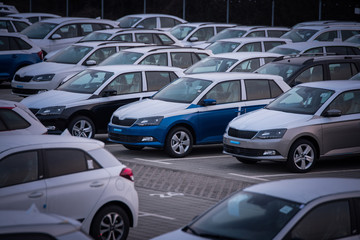 Colorful new Cars Stock. Cars For Export and Sale in big Fabric