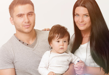 bright portrait of happy family. isolated on white background