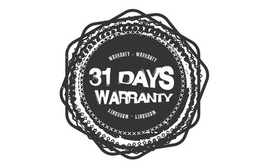 31 days warranty rubber stamp 