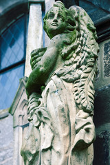 Sculpture of Angel on Virgin Mary cathedral in Kutna Hora, Czech republic