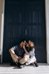 Evening photo session of a beautiful young couple.