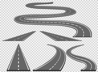 Set of roads and road bends. Vector illustrations EPS10 - obrazy, fototapety, plakaty