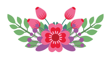 beautiful floral bouquet bunch of flowers arrangement vector illustration