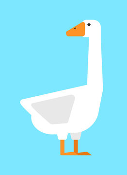 White goose. Flat icon design. Vector illustration.