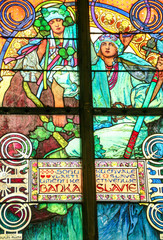 Naklejka premium Art Nouveau stained glass window