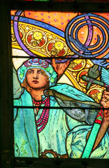 Obraz na płótnie Canvas Art Nouveau stained glass window