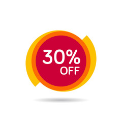 30% OFF Discount Sticker. Sale Red Tag Isolated Vector Illustration. Discount Offer Price Label, Vector Price Discount Symbol.