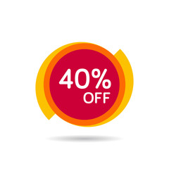 40% OFF Discount Sticker. Sale Red Tag Isolated Vector Illustration. Discount Offer Price Label, Vector Price Discount Symbol.