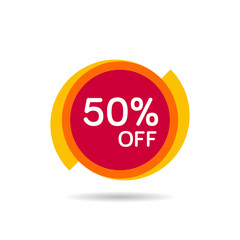 50% OFF Discount Sticker. Sale Red Tag Isolated Vector Illustration. Discount Offer Price Label, Vector Price Discount Symbol.