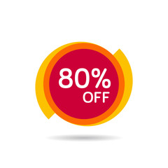 80% OFF Discount Sticker. Sale Red Tag Isolated Vector Illustration. Discount Offer Price Label, Vector Price Discount Symbol.