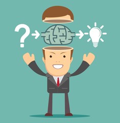 Businessman select Solutions. Business concept. Internet concept. Stock flat vector illustration.