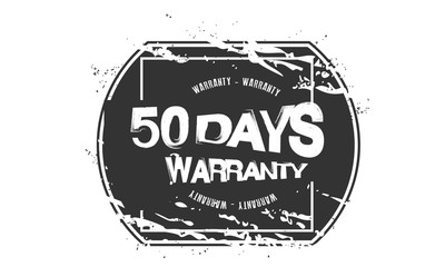 50 days warranty icon vintage rubber stamp guarantee