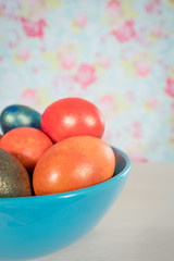 Fototapeta na wymiar Colourful painted Easter eggs