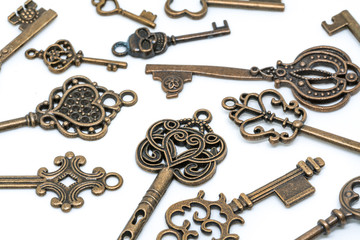 Vintage Skeleton Keys Isolated On White Background