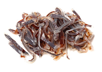 Obraz premium dried jellyfish slices isolated on white background