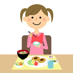女の子　食事