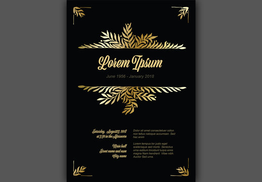 Digital Funeral Announcement Card Layout