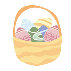 Fototapeta premium illustration of isolated basket of easter eggs on white