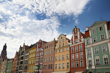 Fototapeta premium An old city in the center of Wroclaw with colorfull buildings