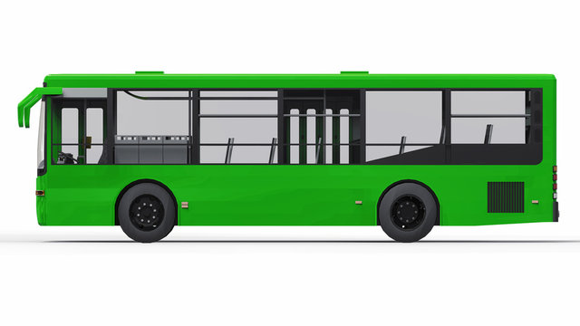Small urban green bus on a white background. 3d rendering. Stock  Illustration | Adobe Stock