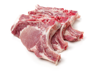 Pork steaks on white background