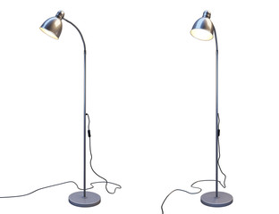 Floor lamp two positions on white background. Realistic 3d render. Interior visualisation