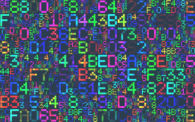 Vector green color hexadecimal code text decorative abstract black background pattern to poster or print