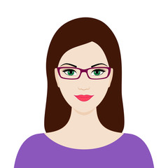 Beautiful woman with glasses, isolated vector
