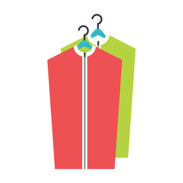 recommend clip art: Dry Cleaned clothes on the hanger on white