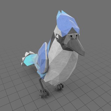 Stylized blue bird on a perch