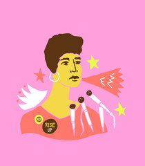 Illustration of a woman conducting a speech