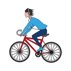 Obraz premium Mężczyzna jedzie rower i słucha muzycznego wektorowego ilustracyjnego graficznego projekt