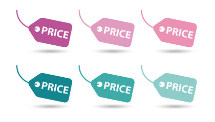 Preisanhänger, Etiketten mit Aufschrift Price - Vektor Illustration, freigestellt auf weißem Hintergrund