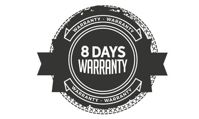 8 days warranty icon rubber stamp