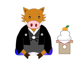 2019年の亥の年賀状素材