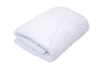 Roll of soft white blanket isolated on white background