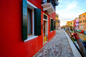 Colorful house in Burano island, Venice,