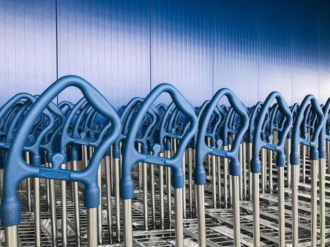 Rows of shopping carts