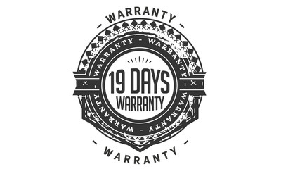 19 days warranty icon rubber stamp