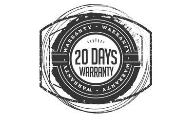 20 days warranty icon rubber stamp