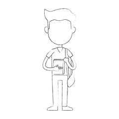 School boy cartoon vector illustration graphic design