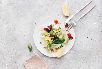 Fresh summer salad. Healthy vegan food. Top view
