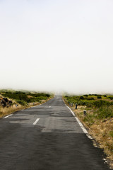 Street disappearing into clouds in Madeira, Portugal