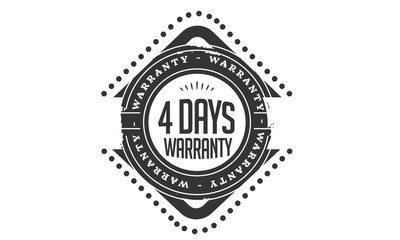 4 days warranty icon rubber stamp