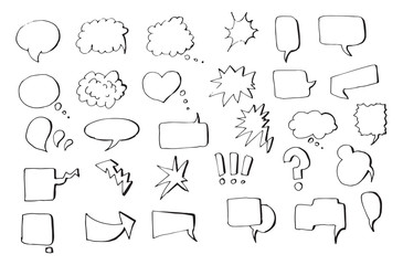 speech bubble doodle set